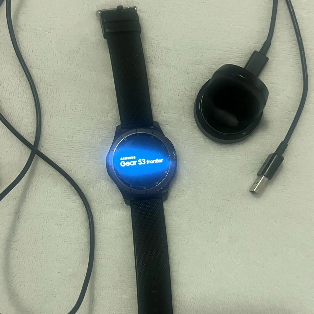 Samsung -Gear s3 frontier Black Smartwatch with Charging Dock (F)